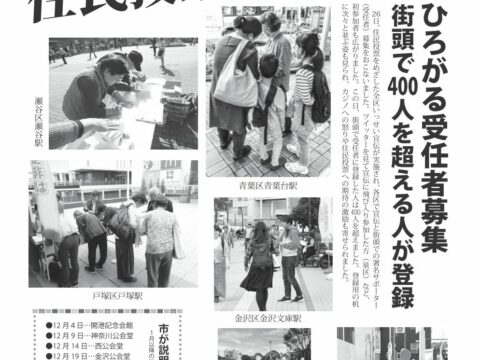 「カジノの是非は住民投票で」市内18区いっせい宣伝